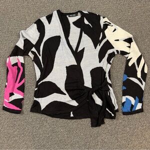 NIC+ZOE Black and Pink/Blue Sweater